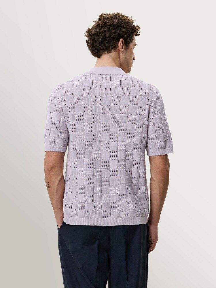 Les Deux Iris Purple Squared Knitted Short Sleeve Shirt - Image 2 of 7