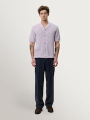 Les Deux Iris Purple Squared Knitted Short Sleeve Shirt - Image 3 of 7