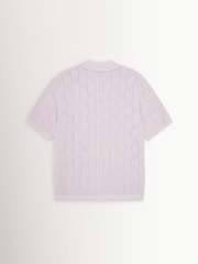 Les Deux Iris Purple Squared Knitted Short Sleeve Shirt - Image 7 of 7