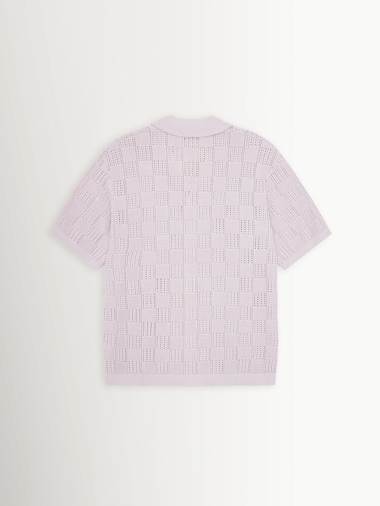Les Deux Iris Purple Squared Knitted Short Sleeve Shirt - Image 7 of 7