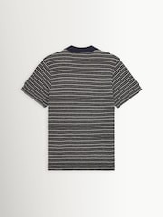 Les Deux Blue Knitted Stripe Polo Shirt - Image 7 of 7