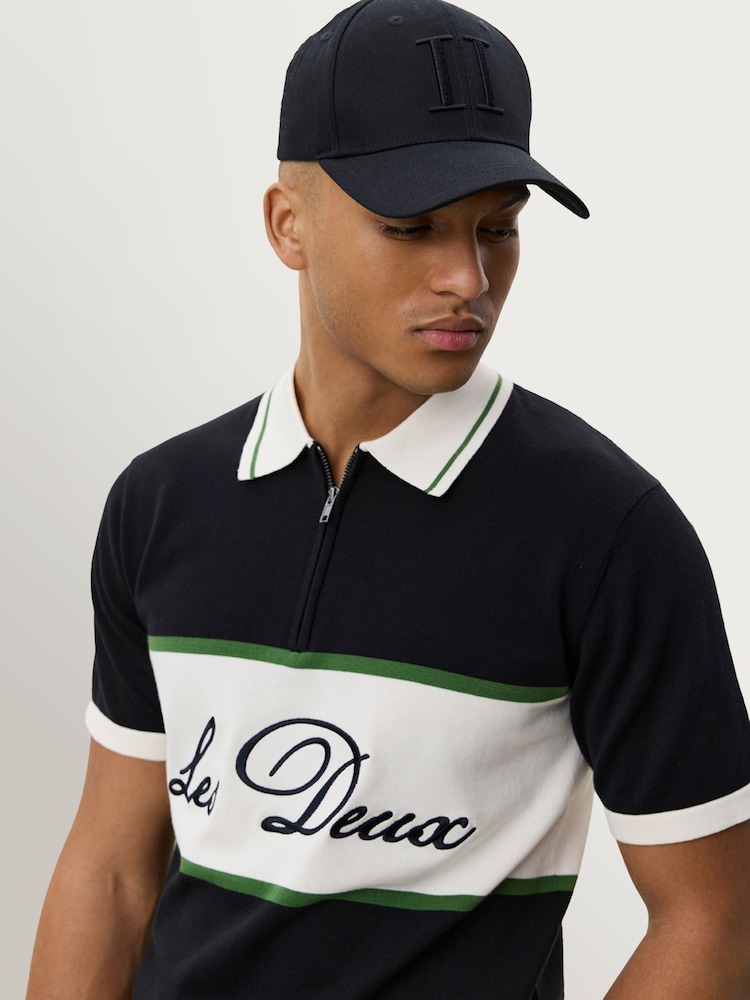 Les Deux Black Knitted Zipper Polo Shirt - Image 2 of 7