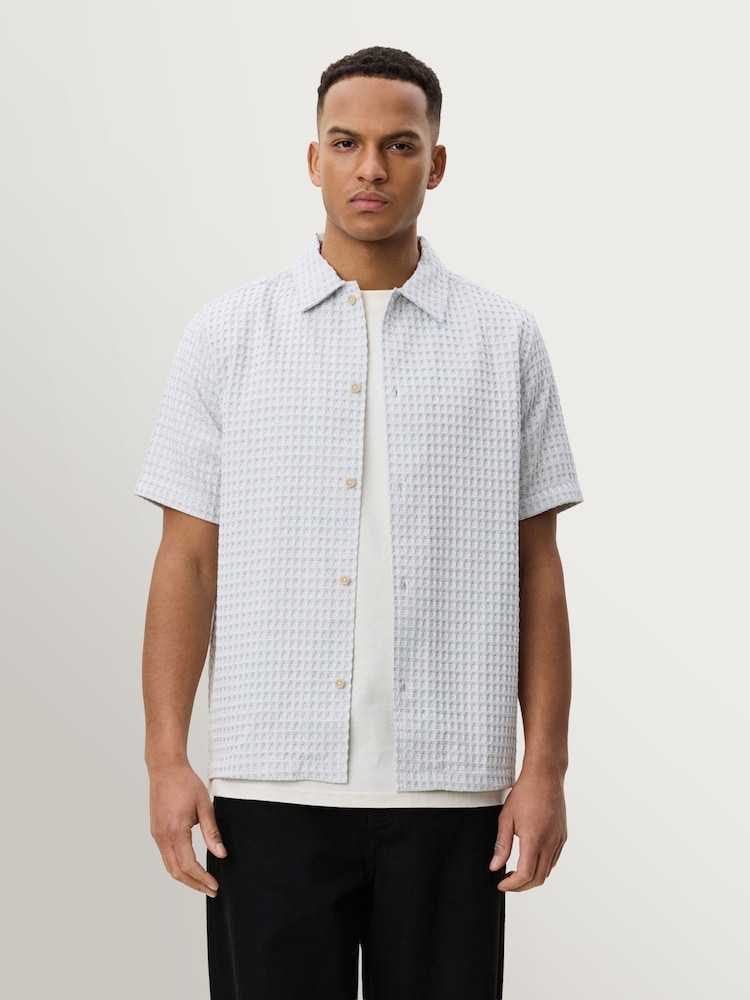 Les Deux Natural Check Seersucker Short Sleeve Shirt - Image 1 of 7
