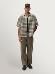 Les Deux Brown Shadowcheck Short Sleeve Shirt - Image 1 of 6