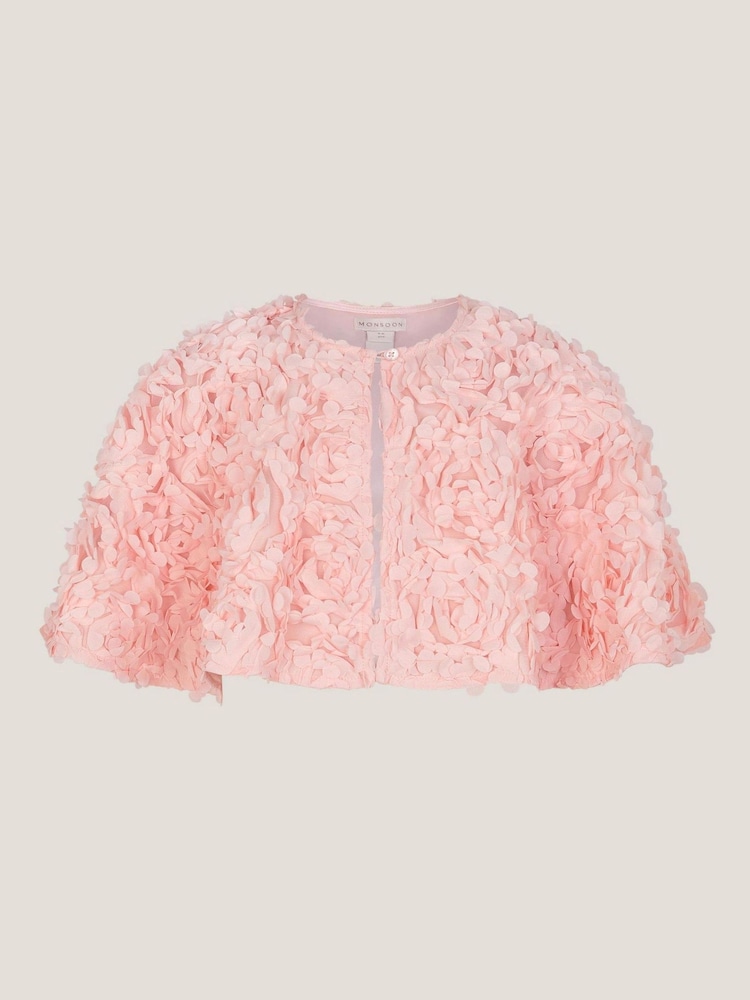 Monsoon Pink Rose Appliqué Cape - Image 1 of 3 Monsoon Pink Rose Appliqué Cape - Image 1 of 3