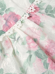 Monsoon Viola Rose Print Broderie Trim Dress - Imaginea 3 din 4
