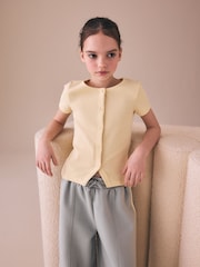Yellow Short Sleeve Ribbed Cardigan (3-16yrs) - Image 1 of 8