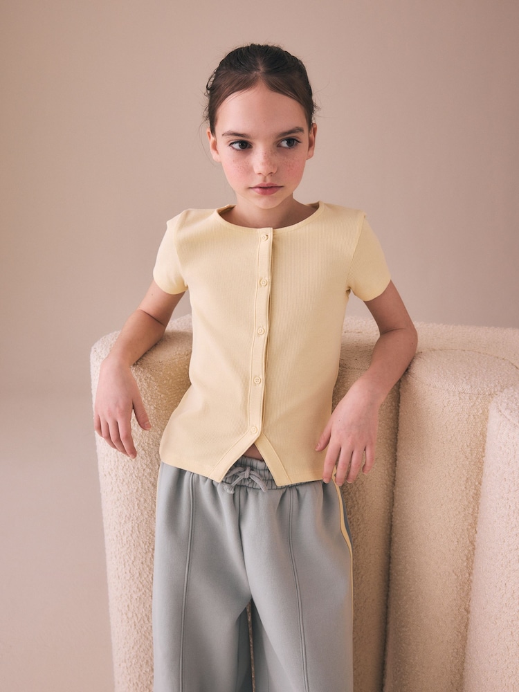 Yellow Short Sleeve Ribbed Cardigan (3-16yrs) - Image 1 of 8