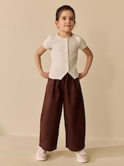 Oatmeal Short Sleeve Ribbed Cardigan (3-16yrs) - Image 2 of 7
