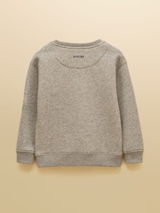 Joules Boys' Jasper Grey Marl Crew Badge Sweatshirt - Image 4 of 7