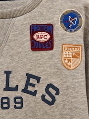 Joules Boys' Jasper Grey Marl Crew Badge Sweatshirt - Image 5 of 7