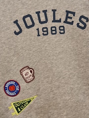 Joules Boys' Jasper Grey Marl Crew Badge Sweatshirt - Image 6 of 7