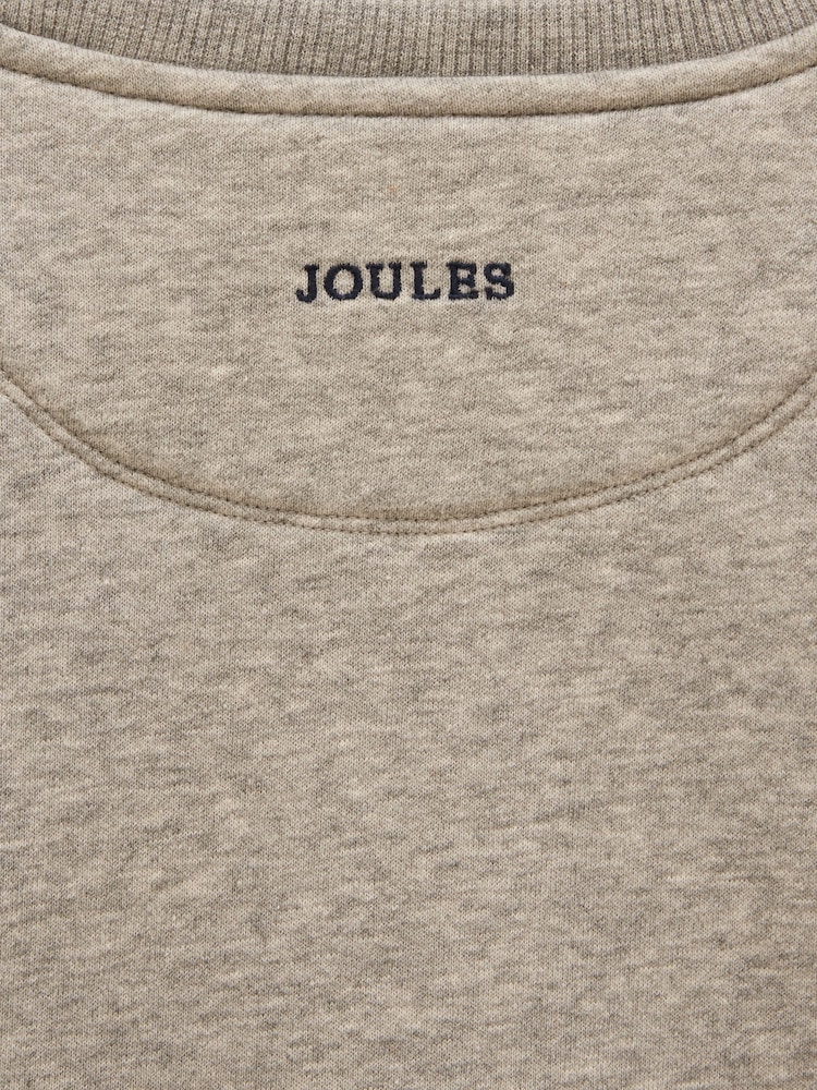 Joules Boys' Jasper Grey Marl Crew Badge Sweatshirt - Image 7 of 7 Joules Boys' Jasper Grey Marl Crew Badge Sweatshirt - Image 7 of 7
