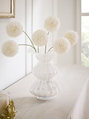 White Ruffle Lustre Finish Glass Vase - Image 1 of 3