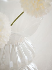 White Ruffle Lustre Finish Glass Vase - Image 2 of 3