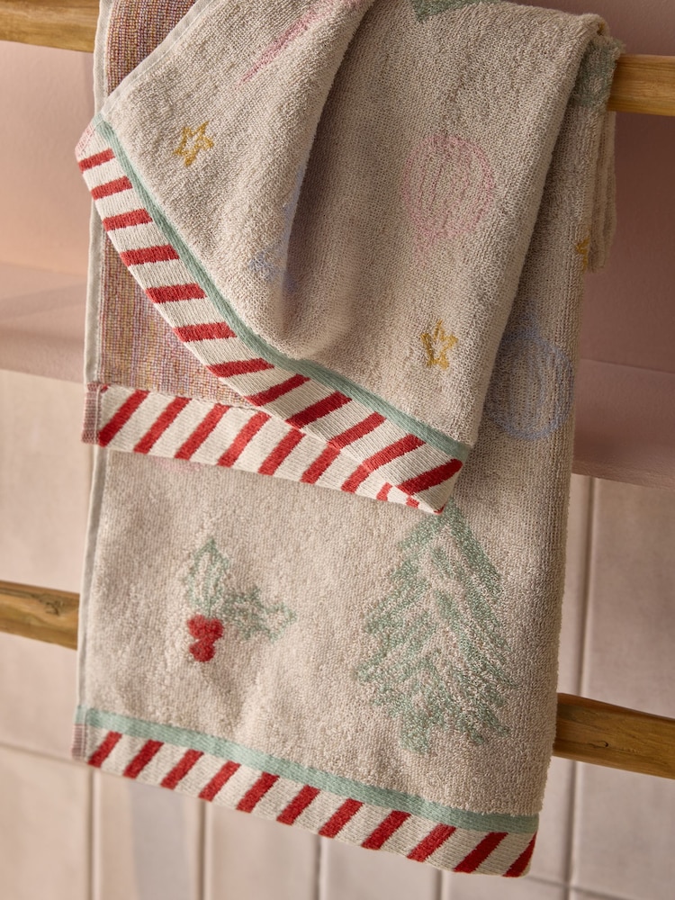 Next Natural Christmas 6 Colour Icon Towel - Image 2 of 3