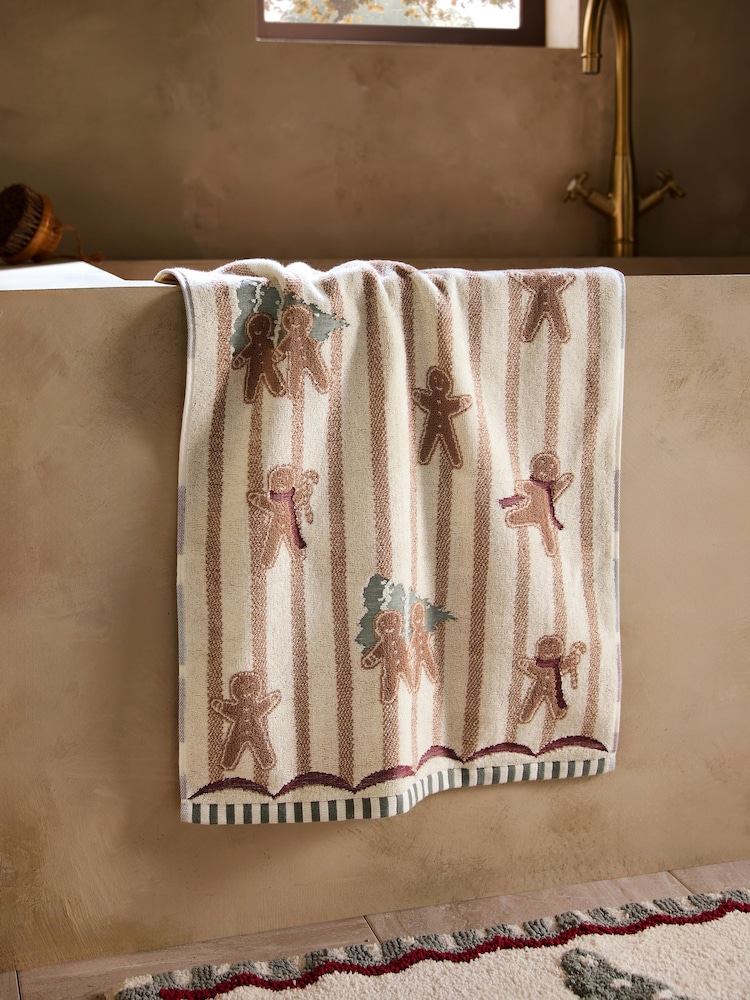 Natural Christmas Gingerbread Towel - Image 1 of 2