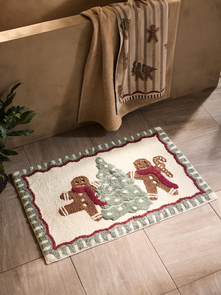 Natural Christmas Gingerbread Bath Mat - Image 1 of 4