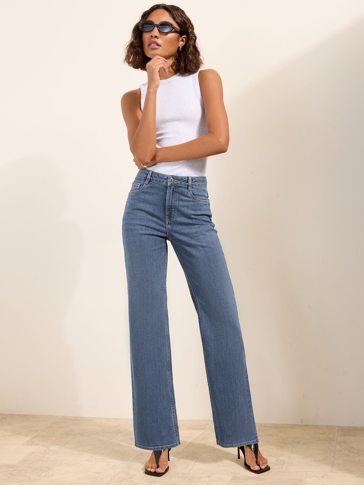 Friends Like These Mid Wash Everyday Wide Leg Jeans - Image 1 of 4 Friends Like These Mid Wash Everyday Wide Leg Jeans - Image 1 of 4