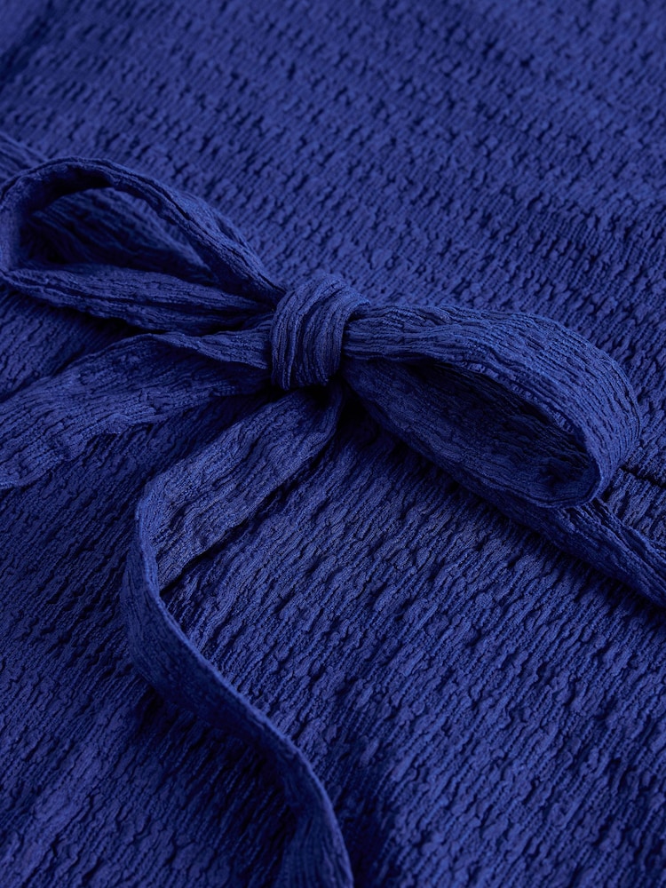 Friends Like These Blue Curve Textured V-Neck Long Sleeve Midi Dress - Image 2 of 2