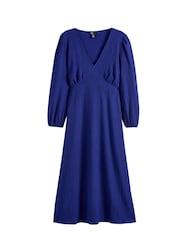 Friends Like These Blue Curve Textured V-Neck Long Sleeve Midi Dress - Image 5 of 6