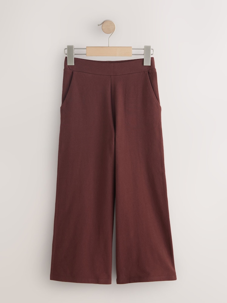 Marrón chocolate - Pantalones de jersey de pierna ancha (3-16años) - Imagen 1 de 4
