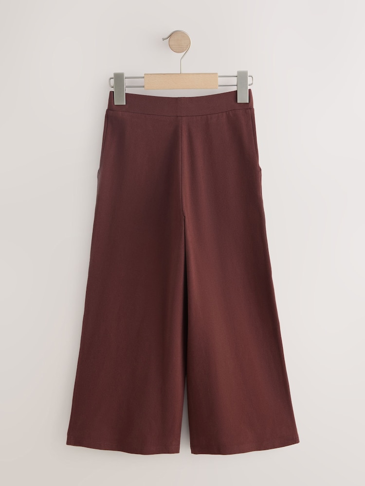 Marrón chocolate - Pantalones de jersey de pierna ancha (3-16años) - Imagen 2 de 4