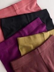 Brown/Khaki/Berry Leggings 5 Pack (3-16yrs) - Image 7 of 9