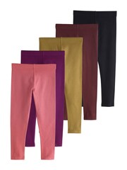 Brown/Khaki/Berry Leggings 5 Pack (3-16yrs) - Image 9 of 9
