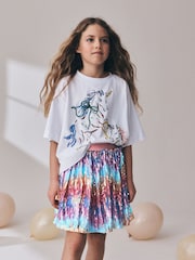 Pink/Blue Ombre Pull On Sequin Skirt (3-16yrs) - Image 2 of 8