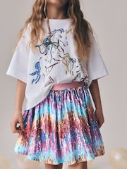 Pink/Blue Ombre Pull On Sequin Skirt (3-16yrs) - Image 3 of 8