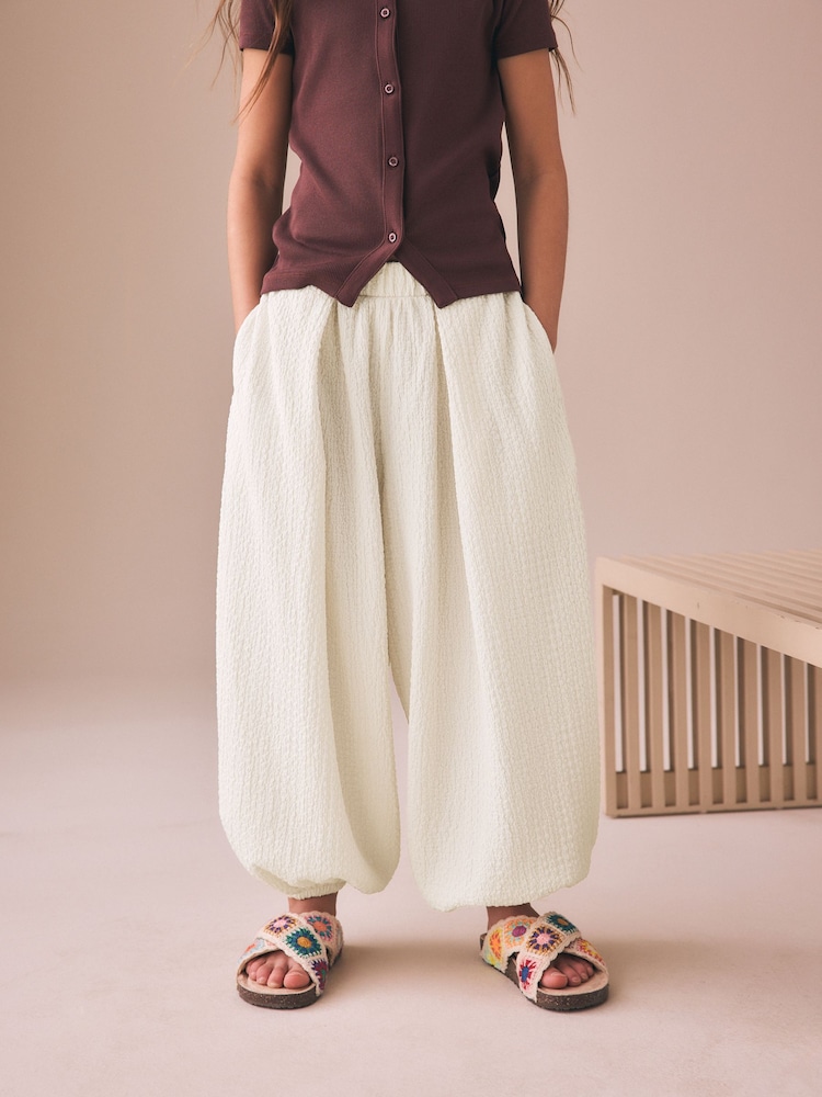 Ecru White Textured Balloon Trousers (3-16yrs) - Image 1 of 8