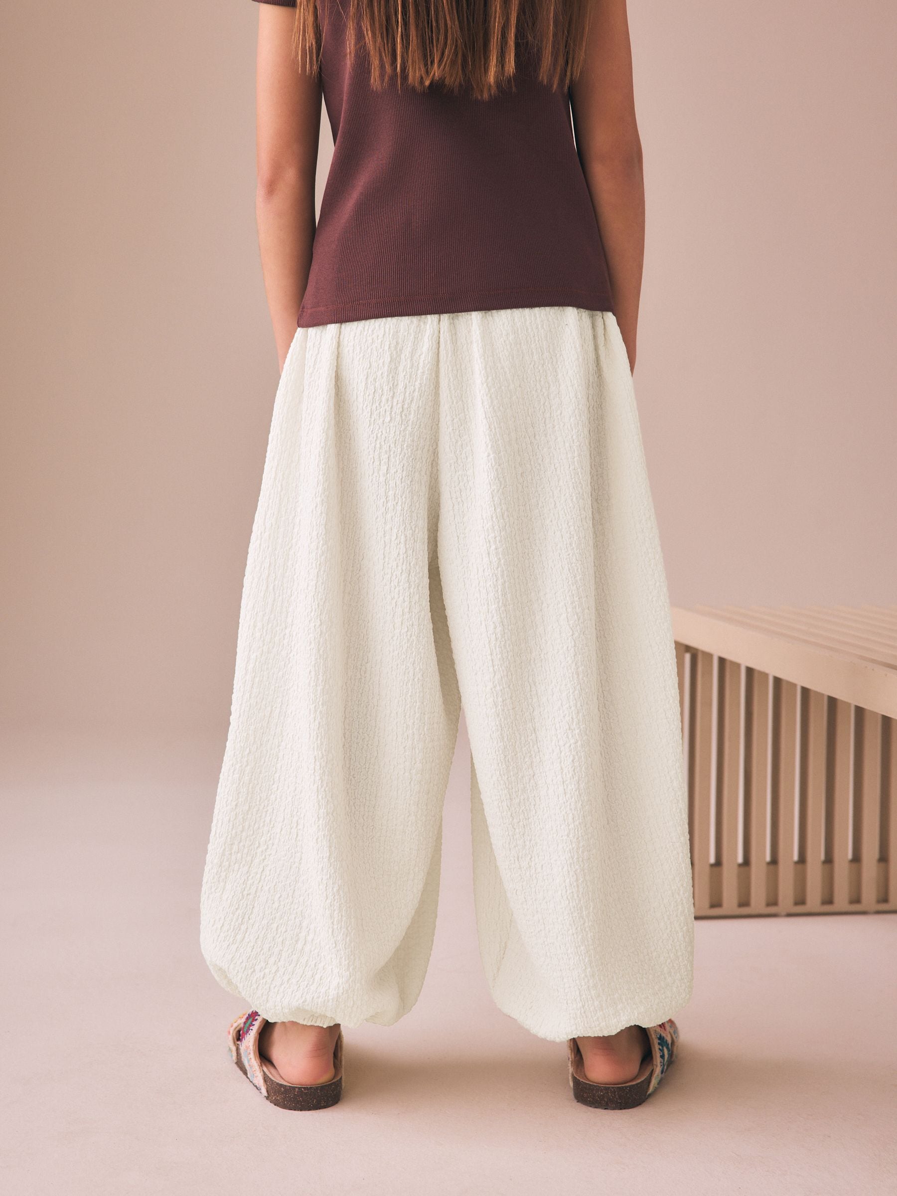 Buy Ecru White Textured Balloon Trousers (3-16yrs) from Next USA