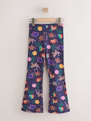 Pink/Navy Print 4 Pack Flared Leggings (3-16yrs) - Image 5 of 8