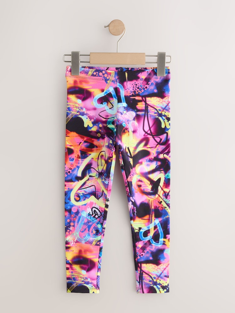 Blue/Graffiti Leggings 5 Pack (3-16yrs) - Image 2 of 9