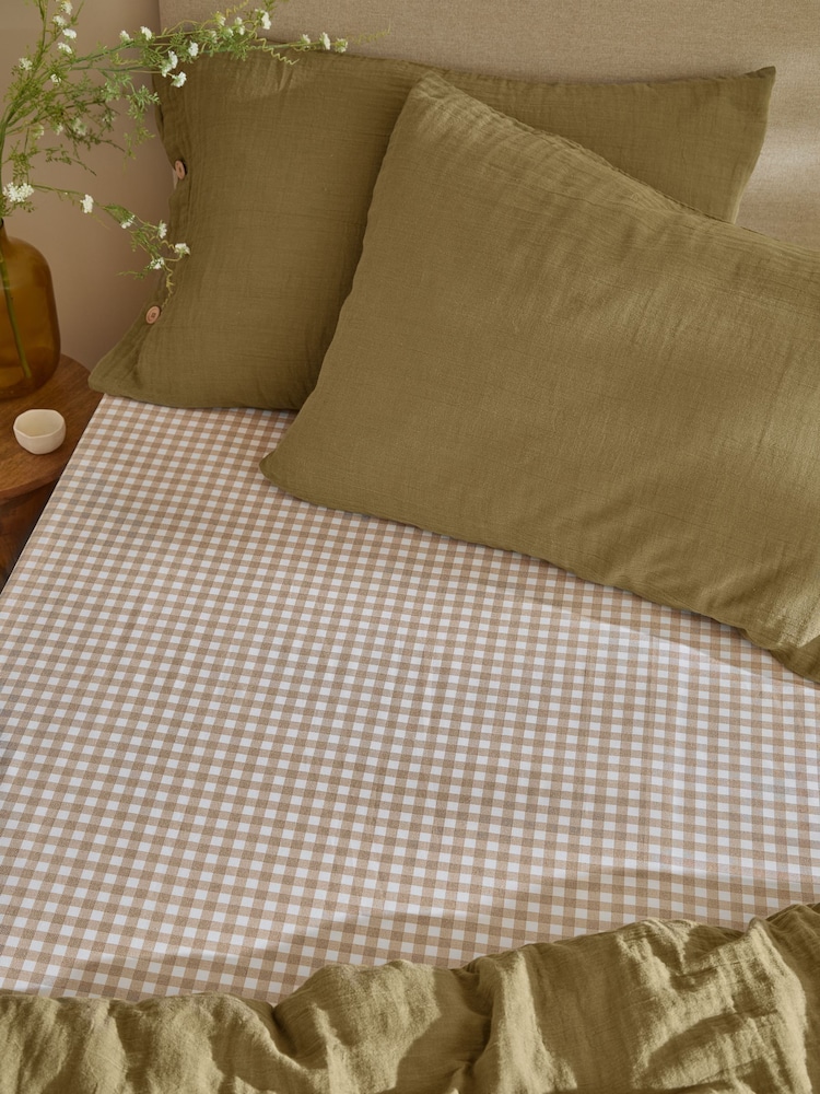 Yard Biscuit Barton Check Fitted Sheet - Image 1 of 2 Yard Biscuit Barton Check Fitted Sheet - Image 1 of 2