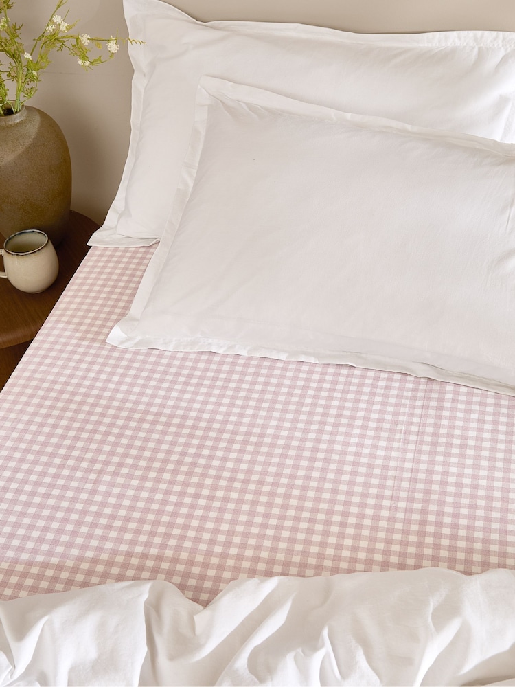 Yard Blush Barton Check Fitted Sheet - Image 1 of 2