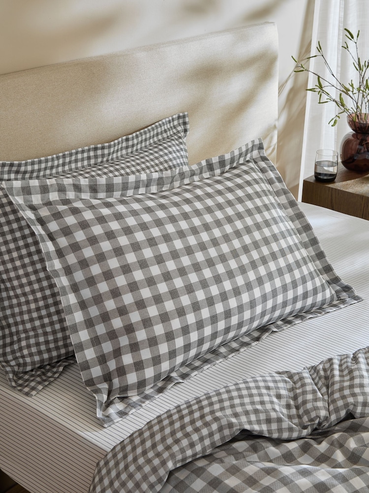Yard Set of 2 Grey Barton Check Pillowcases - Image 1 of 1 Yard Set of 2 Grey Barton Check Pillowcases - Image 1 of 1