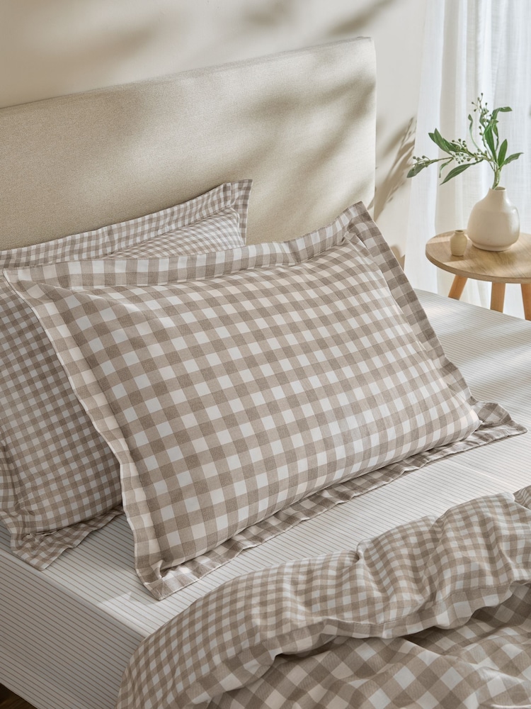 Yard Set of 2 Natural Barton Check Pillowcases - Image 1 of 1 Yard Set of 2 Natural Barton Check Pillowcases - Image 1 of 1