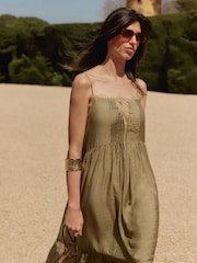 BHOEM Khaki Green Lace Details Strappy Maxi Dress - Image 2 of 4