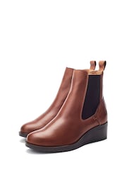 Marrón - Moda in Pelle Bezzie Wedge Short Wedge Boots - Imagen 2 de 2