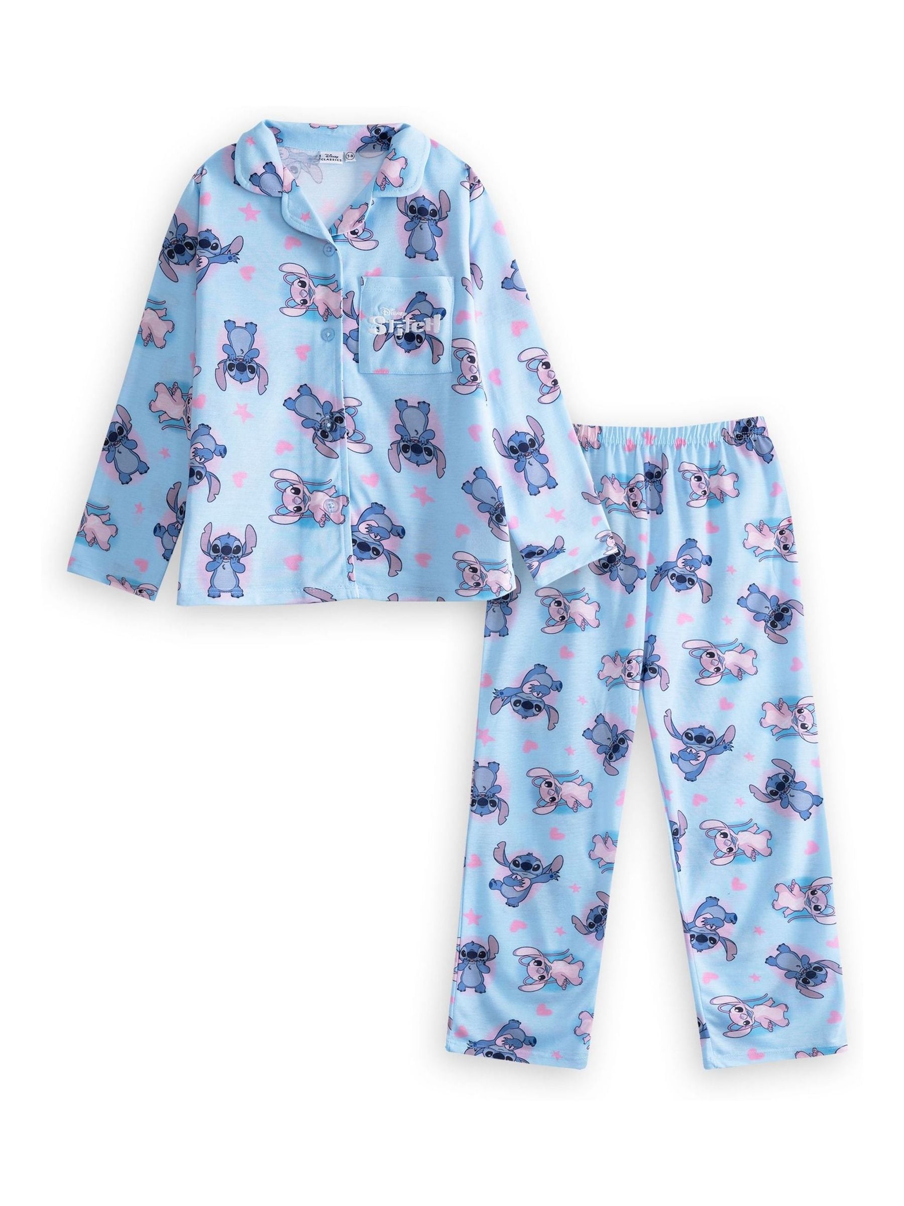 Disney (13-14 Years) Lilo & Stitch Long Sleeve Long Leg Pyjama Set (Girls Blue) - Image 5