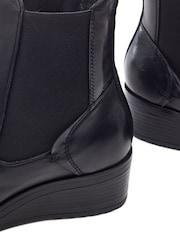 Negro - Moda in Pelle Bezzie Wedge Short Wedge Boots - Imagen 3 de 4