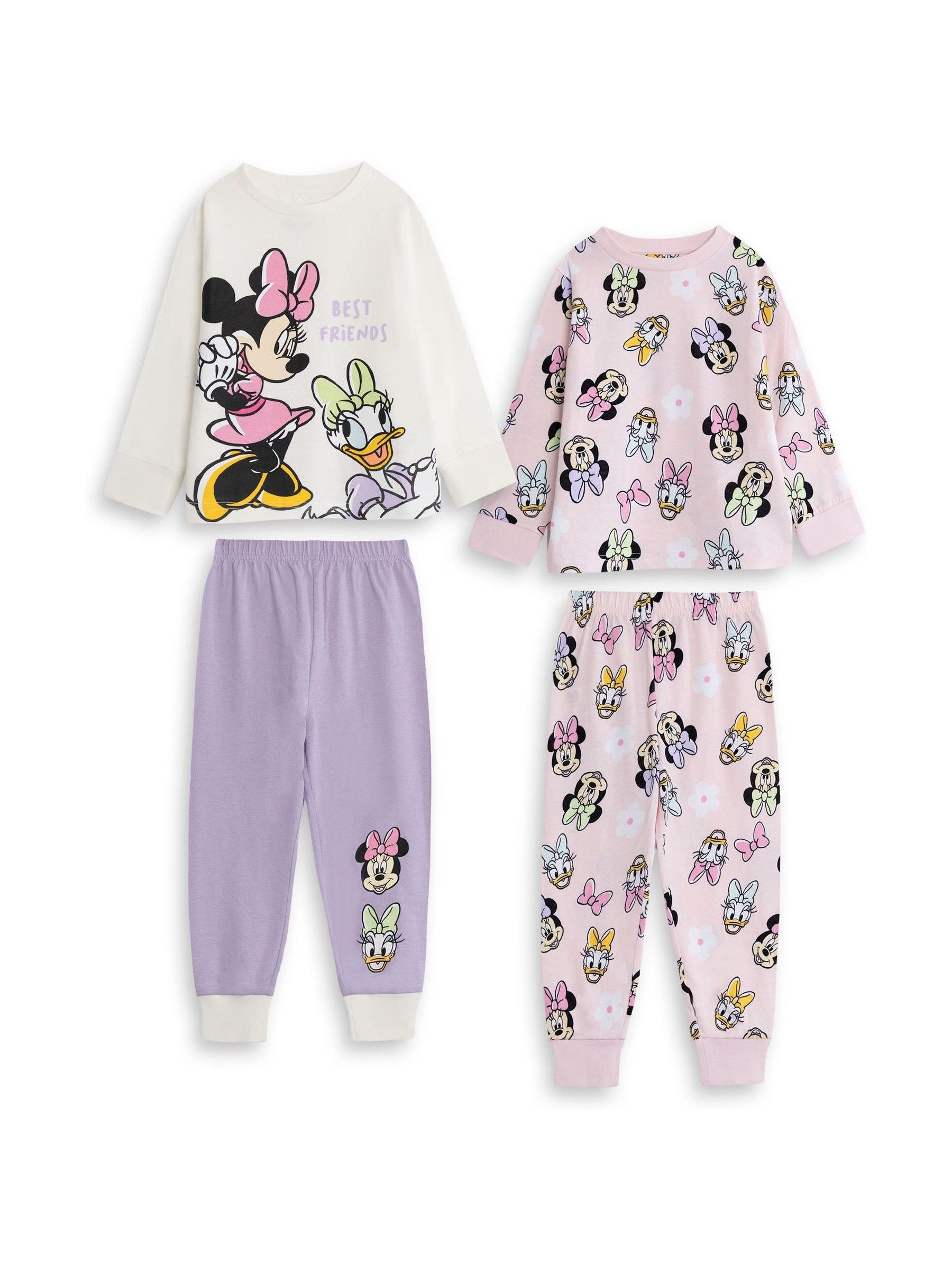 Vanilla Underground Unisex Kids Pink Disney Minnie Mouse Cotton Long Sleeve Leg Pyjamas Set Multi Pack Of 2 - Image 5