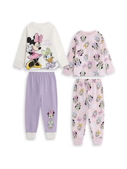 Vanilla Underground Pink Disney Minnie Mouse Cotton Long Sleeve Leg Pyjamas Set Multi Pack Of 2 - Image 1 of 5