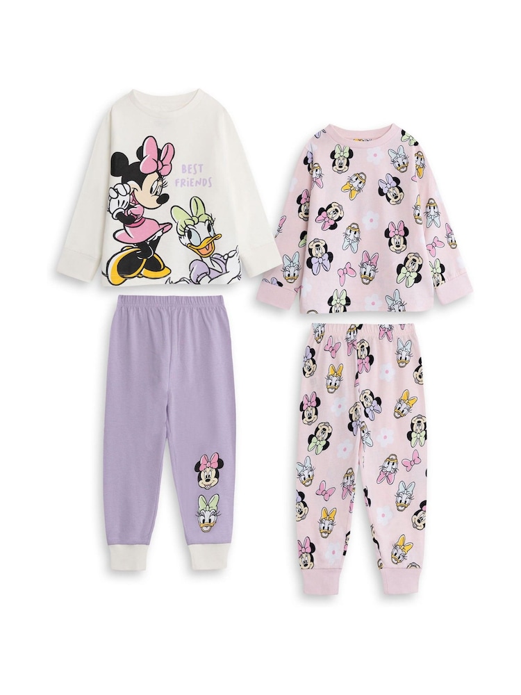 Vanilla Underground Pink Disney Minnie Mouse Cotton Long Sleeve Leg Pyjamas Set Multi Pack Of 2 - Image 1 of 5 Vanilla Underground Pink Disney Minnie Mouse Cotton Long Sleeve Leg Pyjamas Set Multi Pack Of 2 - Image 1 of 5