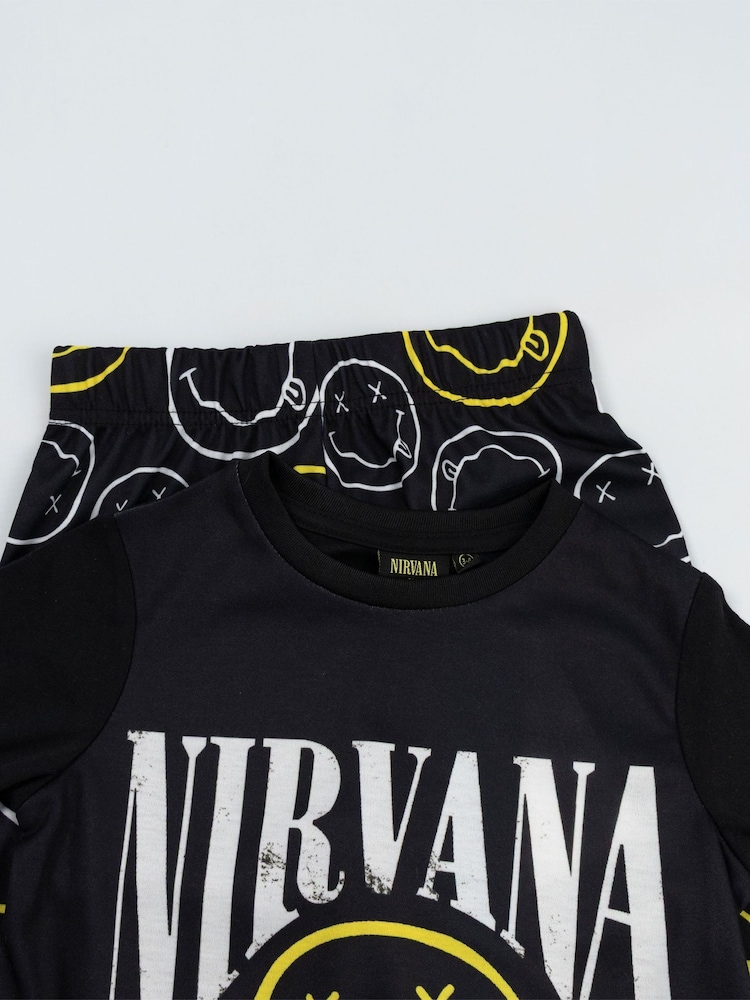 Vanilla Underground Black Nirvana Logo Long Sleeve Long Leg Pyjamas Set - Image 5 of 5