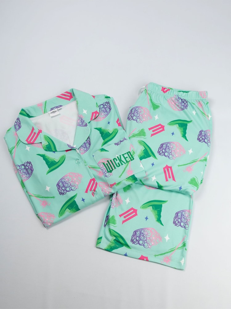 Vanilla Underground Green Wicked Button Up Long Sleeve Leg Pyjamas Set - Image 1 of 8 Vanilla Underground Green Wicked Button Up Long Sleeve Leg Pyjamas Set - Image 1 of 8