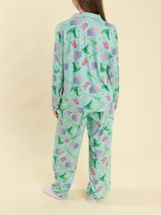 Vanilla Underground Green Wicked Button Up Long Sleeve Leg Pyjamas Set - Image 4 of 8