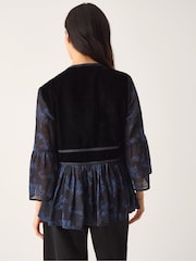 Monsoon Blue Kelly Hand-Beaded Paisley Velvet Jacket - Image 2 of 4